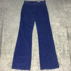 Rogan NYC Pants Womens 26 Blue Corduroy Flared Wide Leg Flap Pockets Made In USA